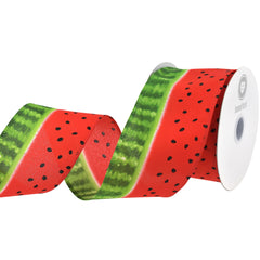 Summer Fresh Watermelon Stripes Wired Ribbon, 2-1/2-inch, 10-yard