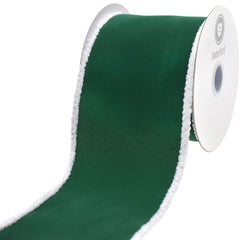 Christmas Velvet Fuzzy Edge Wired Ribbon, 10-yard