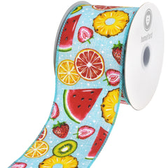 Summer Fruits Polka Dots Satin Wired Ribbon, 2-1/2-inch, 10-yard