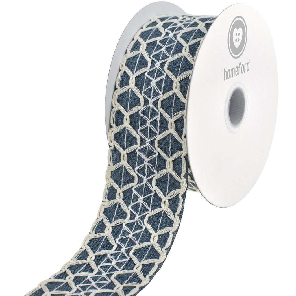 Scallop Weave Burlap Faux Linen Wired Ribbon, 2-1/2-inch, 10-yard