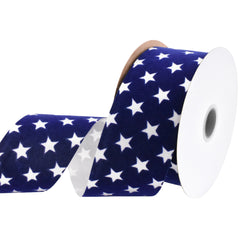 Patriotic Stars Velvet Ribbon, 2-1/2-inch, 20-yard