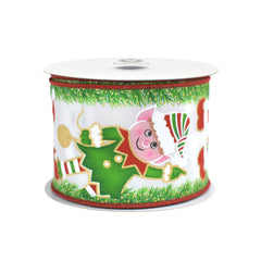 Christmas Metallic Elves Wired Ribbon, 10-yard