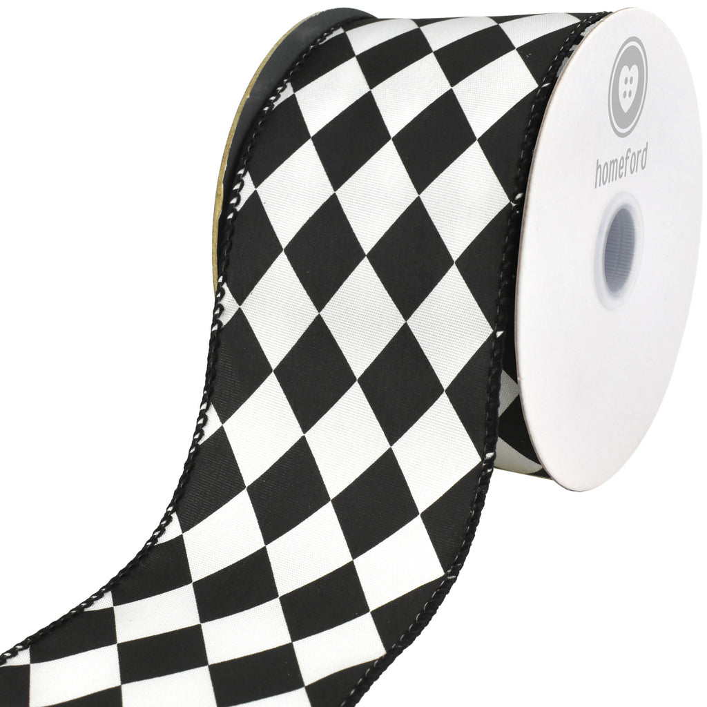 Classic Harlequin Diamond Wired Ribbon, 10-yard