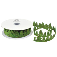 Christmas Pine Tree Felt Cutout Ribbon, 10-yard