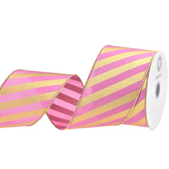Christmas Satin Diagonal Stripes Wired Ribbon, 10-yard