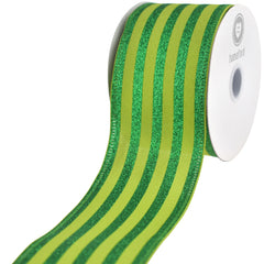 Christmas Ponche Cabana Stripes Wired Ribbon, 10-yard