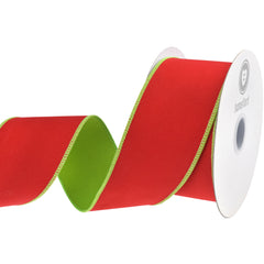 Christmas Velvet Two-Tone Wired Ribbon, 10-yard