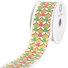 Christmas Gingerbread Roof Fuzzy Edge Wired Ribbon, 10-yard