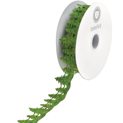 Christmas Pine Tree Felt Cutout Ribbon, 10-yard