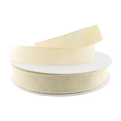 Embossed Flowers Hot Cut Edge Floral Wrap Ribbon, 1-1/2-inch, 50-yard