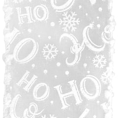 Christmas Ho Ho Ho Organza Fuzzy Edge Wired Ribbon, 10-yard