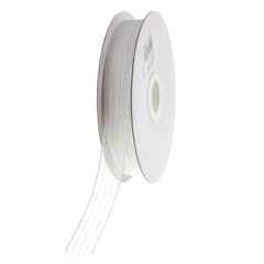 Sheer Metallic Stripe Corsage Ribbon, 5/8-inch, 50-yard