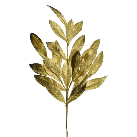 Artificial Bay Leaf Stem, Gold, 19-Inch