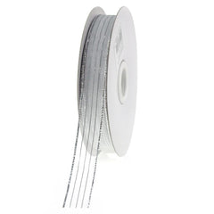 Sheer Metallic Stripe Corsage Ribbon, 5/8-inch, 50-yard