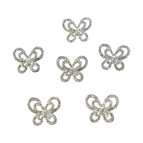 Butterfly Charm Pin Accents, 1-Inch, 6-Count - Silver