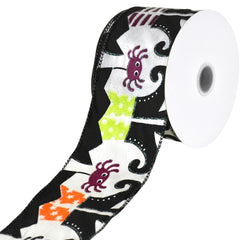 Halloween Witch Legs and Spiders Satin Wired Ribbon, 2-1/2-inch, 10-yard