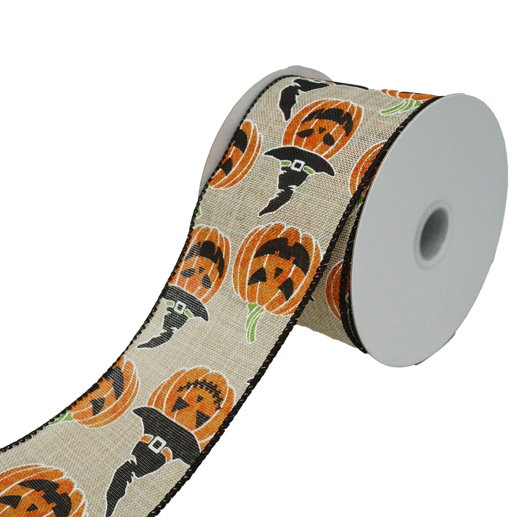 Jack O' Lanterns with Witch Hats Ribbon, 2-1/2-Inch, 10-Yard