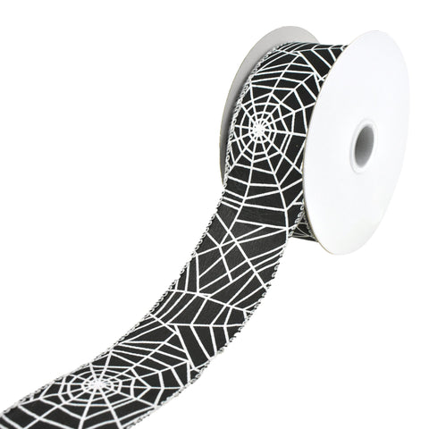 Satin Spider Webs Wired Ribbon, 10-yard