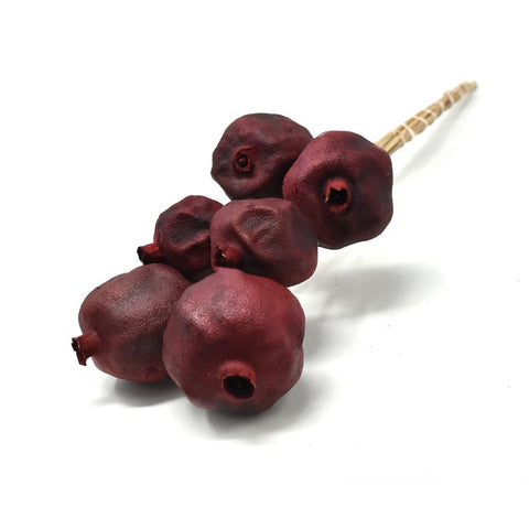 Enhanced Preserved Pomegranates on Stem, Wine, 6-Piece