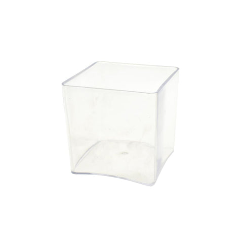 Clear Plastic Square Vase Display, 4-Inch x 4-Inch