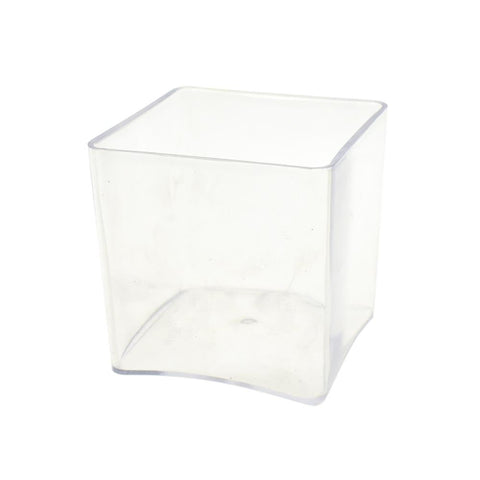 Clear Plastic Square Vase Display, 6-Inch x 6-Inch