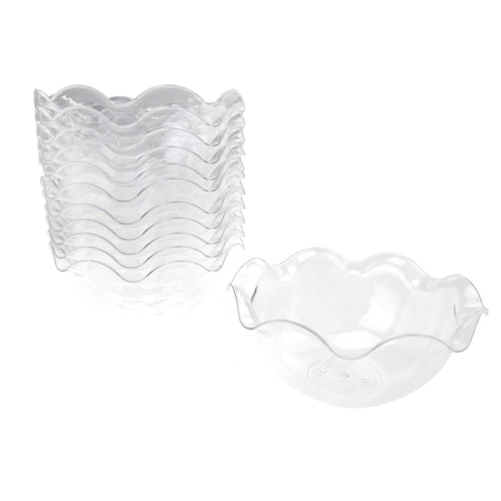 Clear Mini Waved Edge Plastic Appetizer Dessert Bowls, 3-1/2-Inch x 1-1/2-Inch, 12-Count