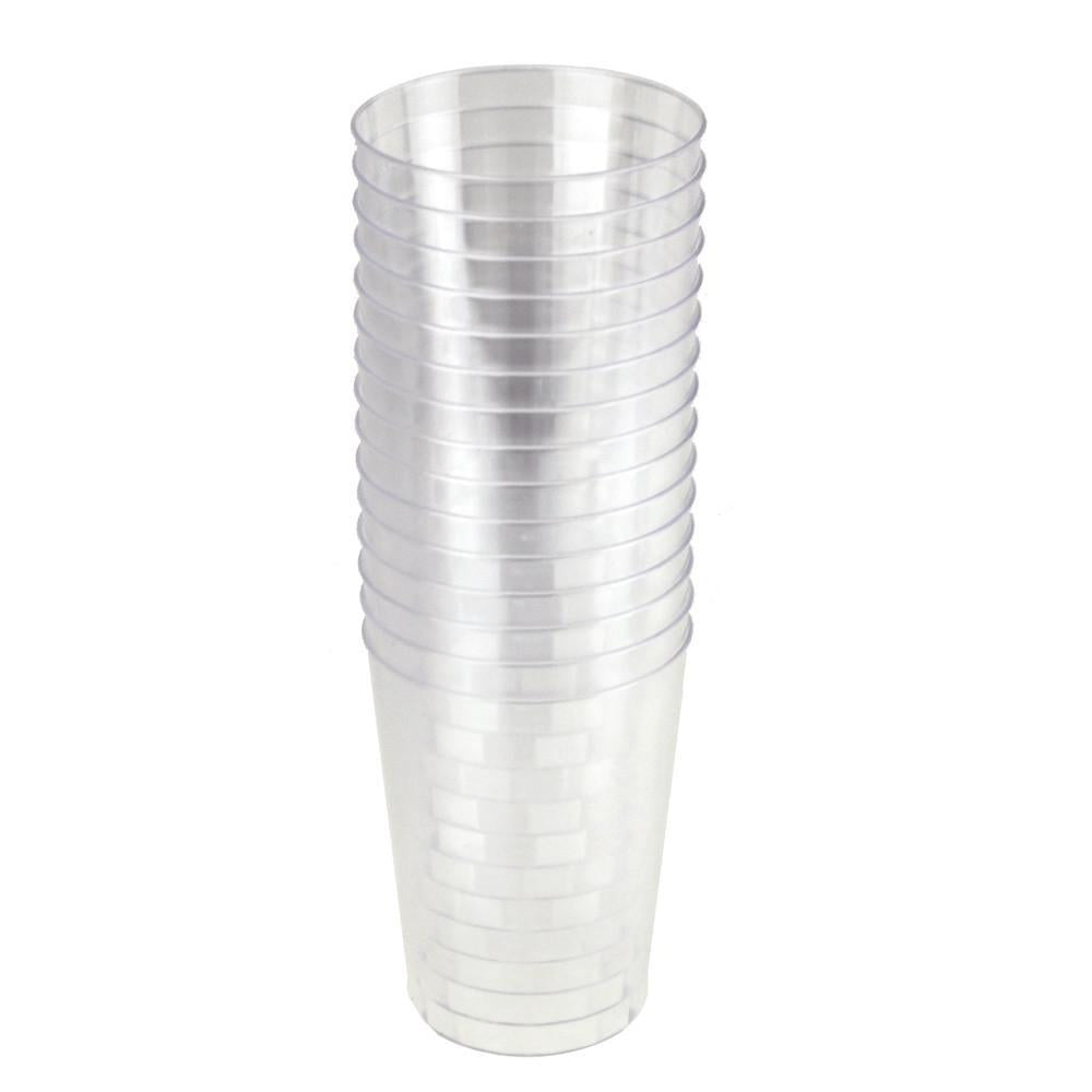 Clear Plastic Cups Tumbler 10 oz, 3-Inch, 15-Piece