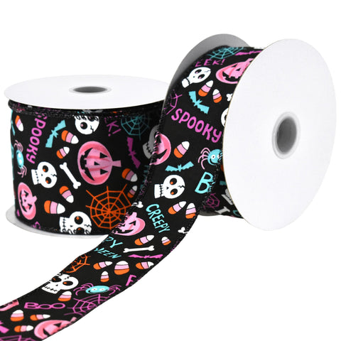 Halloween Cartoon Icons Wired Ribbon, 10-yard