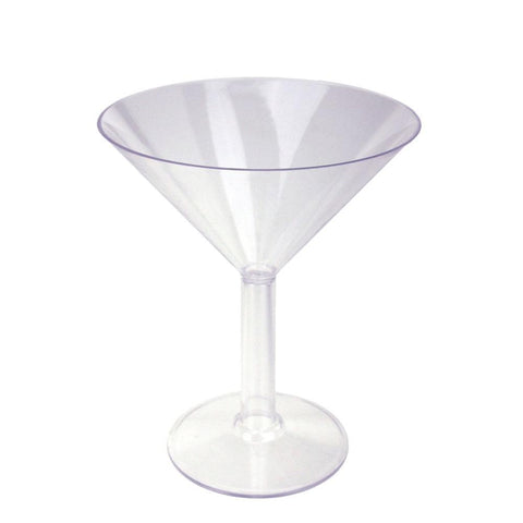 Clear Plastic Martini Glass Cup, Medium, 9-Inch