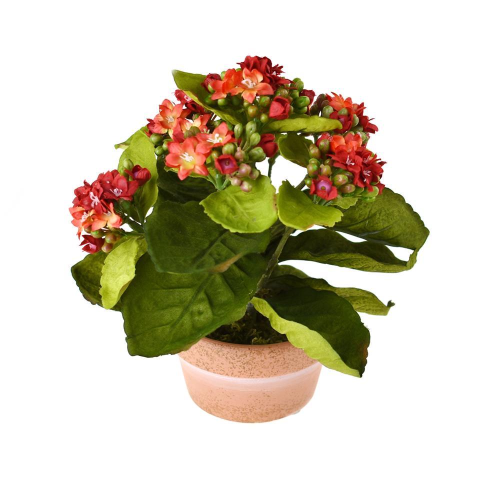 Artificial Silk Kalanchoe Flower Pot, 8-Inch