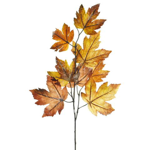 Artificial Frosted Maple Leaf Stem, 23-Inch