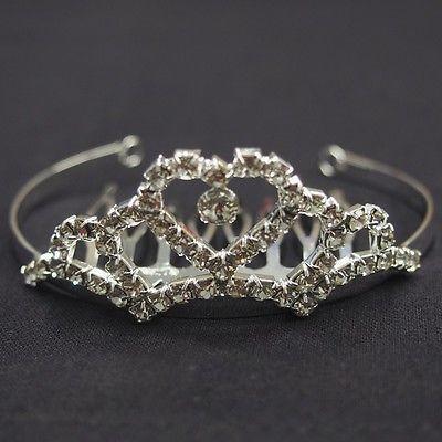 Wedding Rhinestone Tiara Comb Hairpiece, 1-1/4-inch, Heart