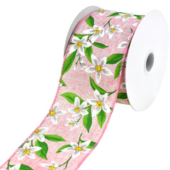Spring Lilies Faux Linen Wired Ribbon, 2-1/2-Inch, 10-Yard