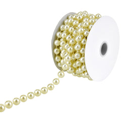 Plastic Mot Pearls Garland Ribbon, 10mm, 6 Yards