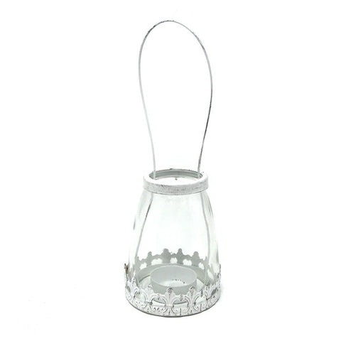 White Hanging Victorian Style Decorative Metal Lantern, 4-1/2-Inch