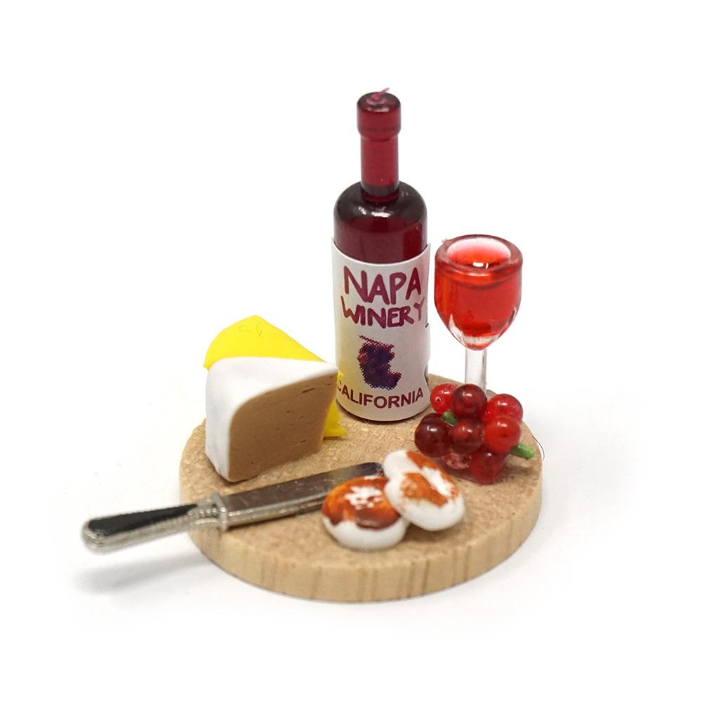 Miniature Wine & Cheese Figurine Set, 1-1/8-Inch