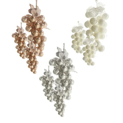 PVC Glittered Grape Cluster Ornaments, 9-piece