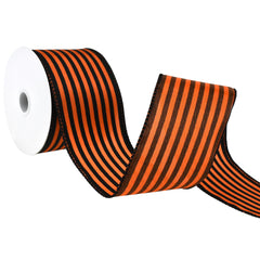 Halloween Cabana Stripes Satin Wired Ribbon, 2-1/2-Inch, 10-Yard