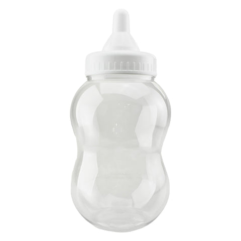 Jumbo Milk Bottle Coin Bank Baby Shower Plastic Container, 15-inch - White