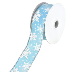 Christmas Snowflakes Satin Wired Ribbon, 10-yard