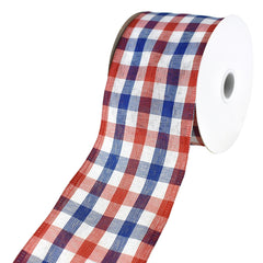 Checkered Americana Plaid Wired Ribbon, 10-yard