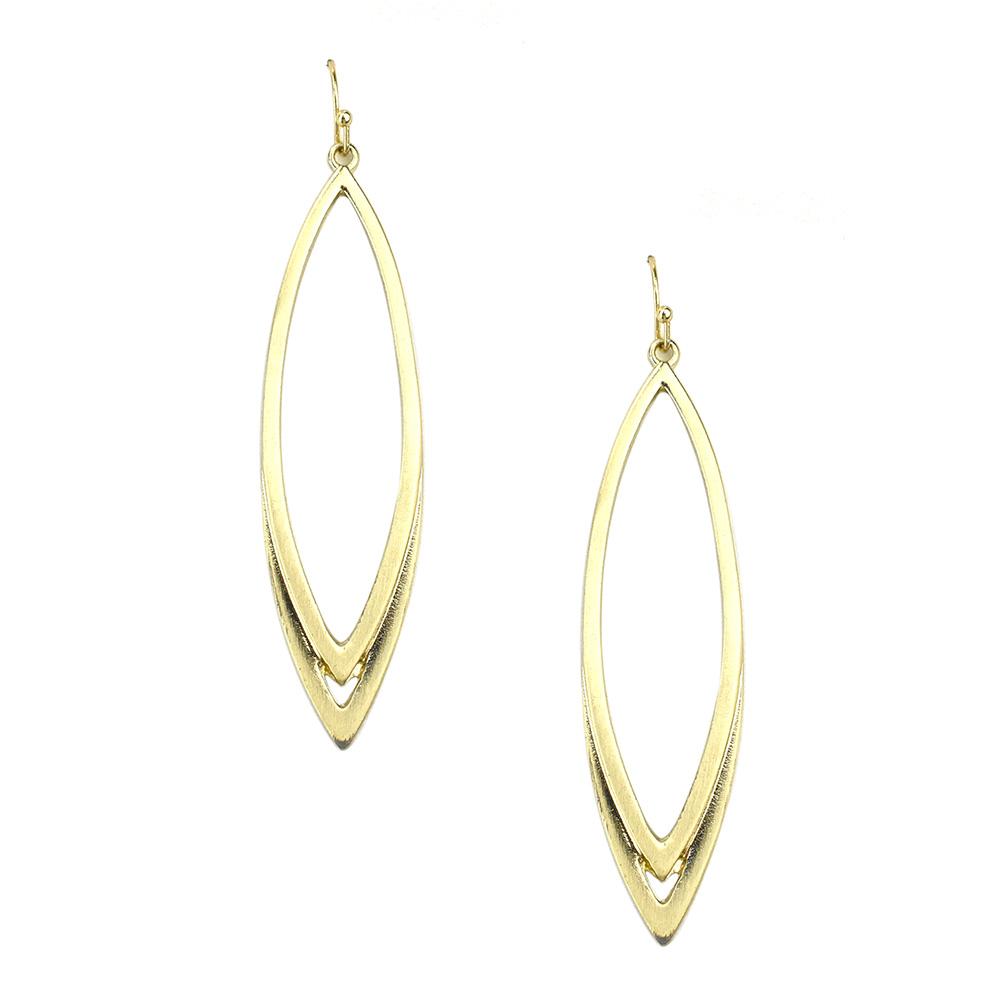 Almond Drop Earrings, Gold, 2-1/2-Inch