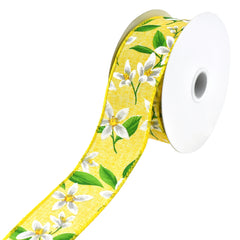 Spring Lilies Faux Linen Wired Ribbon, 1-1/2-Inch, 10-Yard