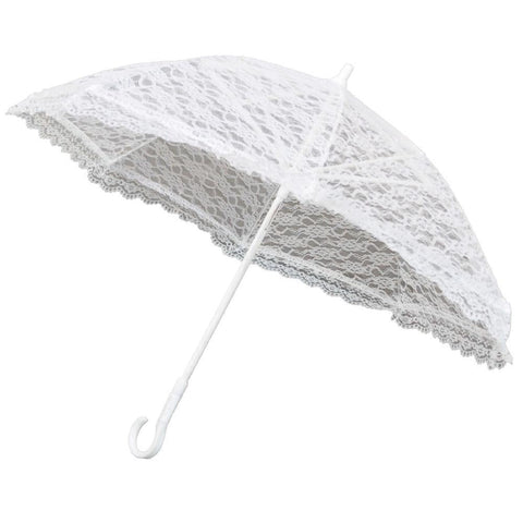 White Lace Parasol Umbrella Bridal Accessories, 15-Inch