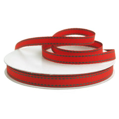 Saddle Stitch Border Grosgrain Ribbon, 3/8-inch, 25-yard