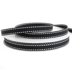 Saddle Stitch Border Grosgrain Ribbon, 3/8-inch, 25-yard