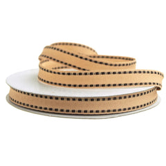 Saddle Stitch Border Grosgrain Ribbon, 3/8-inch, 25-yard