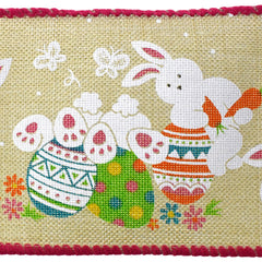 Playful Fun Easter Bunnies Wired Ribbon, 2-1/2-inch, 10-yard