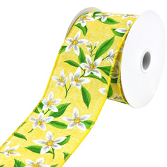 Spring Lilies Faux Linen Wired Ribbon, 2-1/2-Inch, 10-Yard