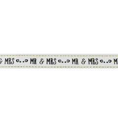 Mr and Mrs Newlyweds Grosgrain Ribbon, 5/8-Inch, 10-Yard